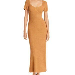 STAUD Camden Ribbed Sweetheart Neck Midi Dress